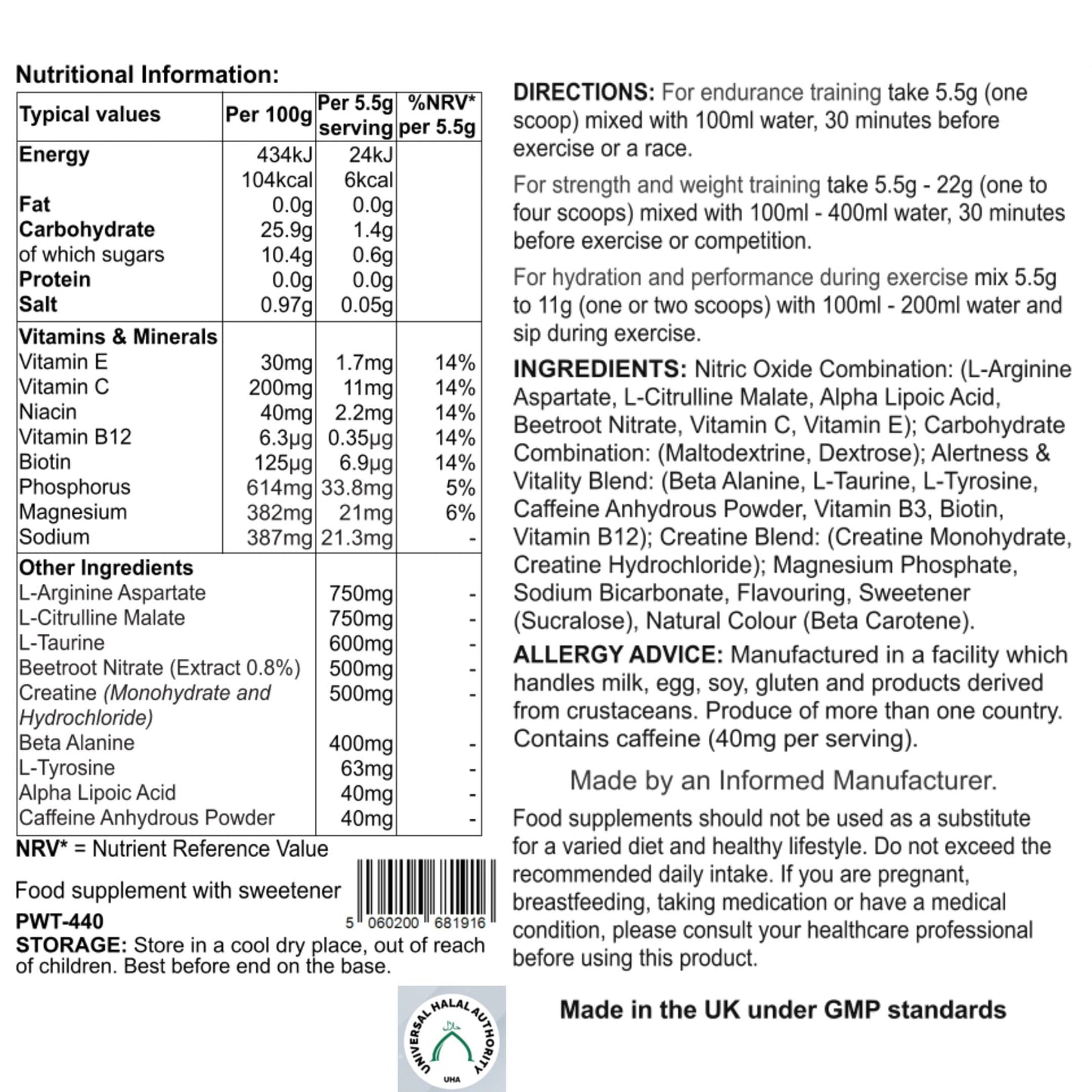 Pre-Workout Creatine Blend (Orange Flavoured)