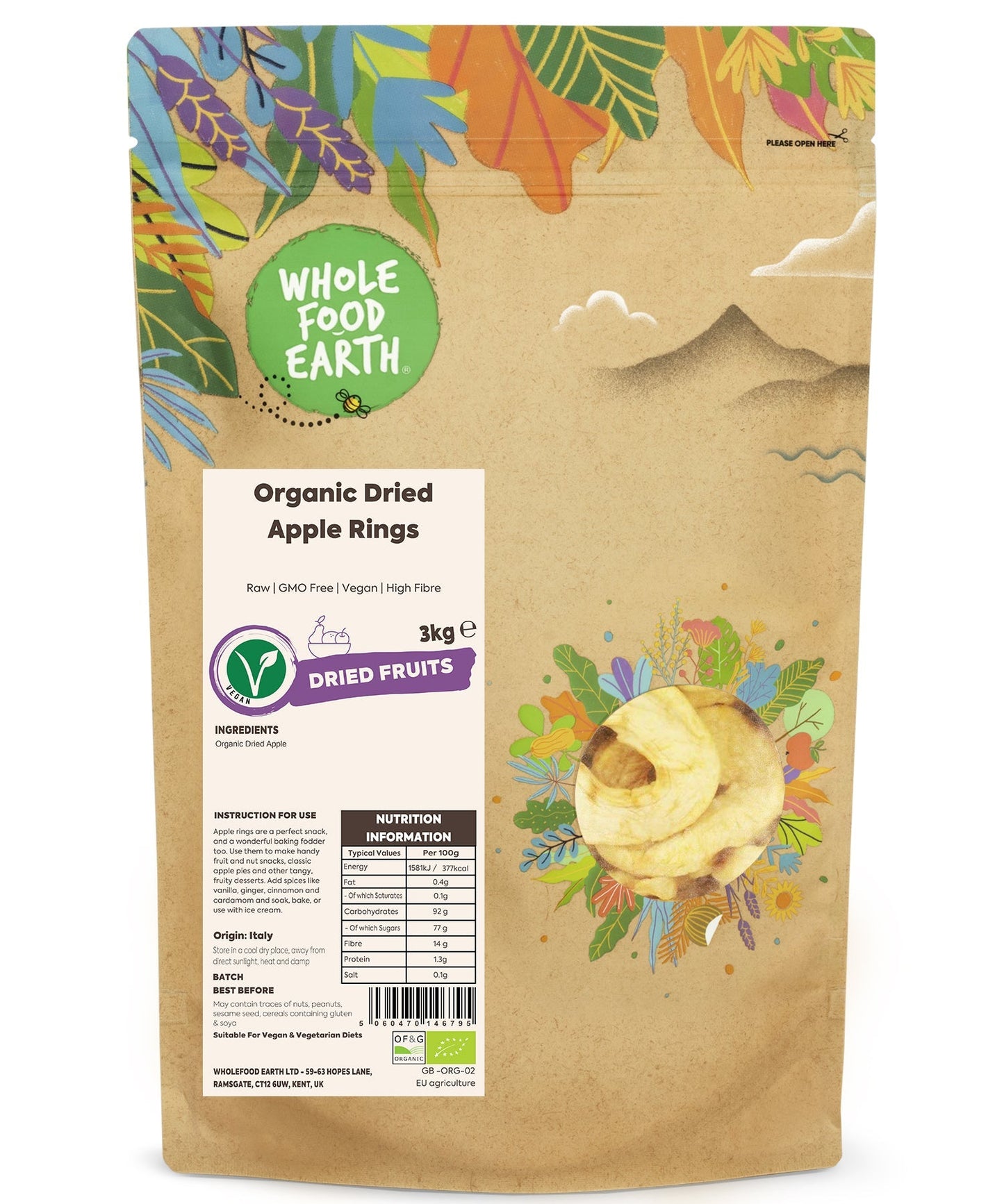 Organic Dried Apple Rings